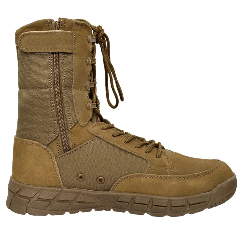 LOUIHAWK Men's Tactical Desert Boots - Mid-Calf Outdoor Combat Hiking Boots