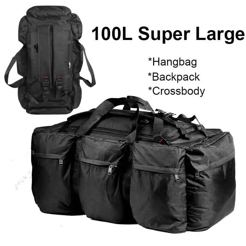 100L Large Capacity Travel Duffel Backpack - Tactical Outdoor Luggage Bag