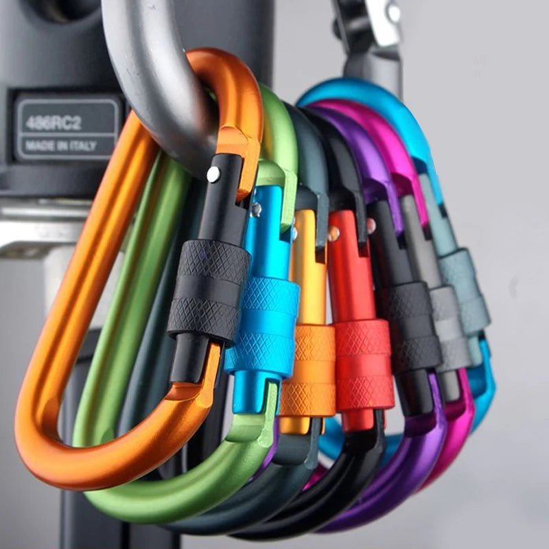 Professional Aluminum Carabiner Clips - 4 Pack Screw Gate Locking Carabiners