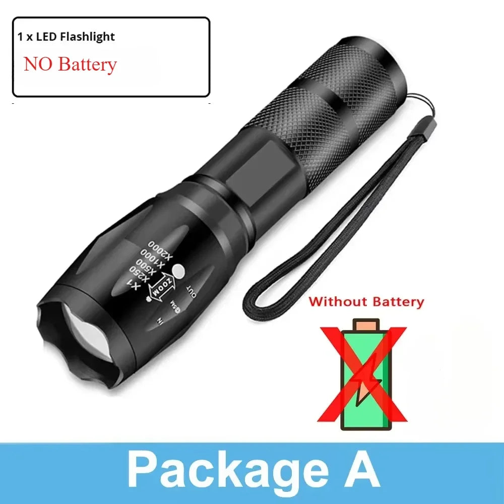 Professional LED Tactical Flashlight - 1200 Lumen Rechargeable with 5 Modes & Adjustable Zoom
