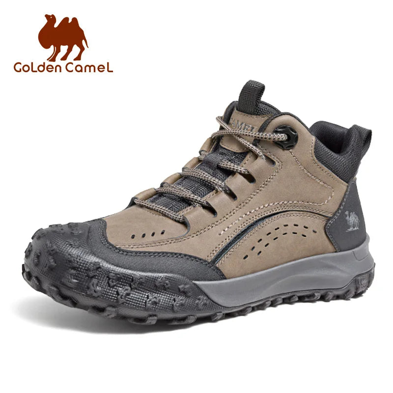 Camel Men's Waterproof Hiking Boots - Genuine Leather Tactical Outdoor Shoes