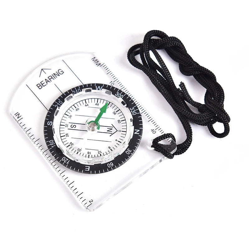 Professional Mini Compass with Map Scale Ruler - Outdoor Navigation Tool