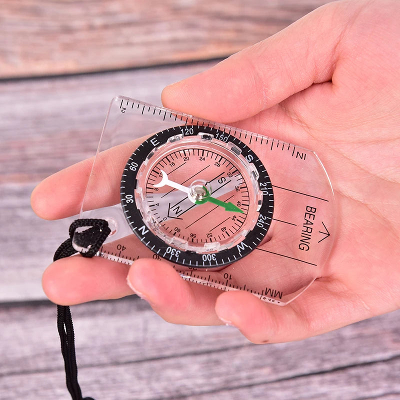 Professional Mini Compass with Map Scale Ruler - Outdoor Navigation Tool