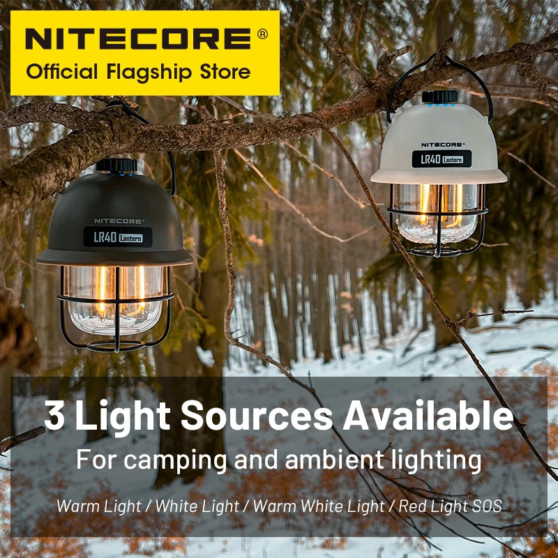 NITECORE LR40 Rechargeable Camping Lantern - 100 Lumens LED Light with Power Bank