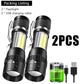 Rechargeable Mini LED Flashlight - COB+XPE Portable Torch with Zoom