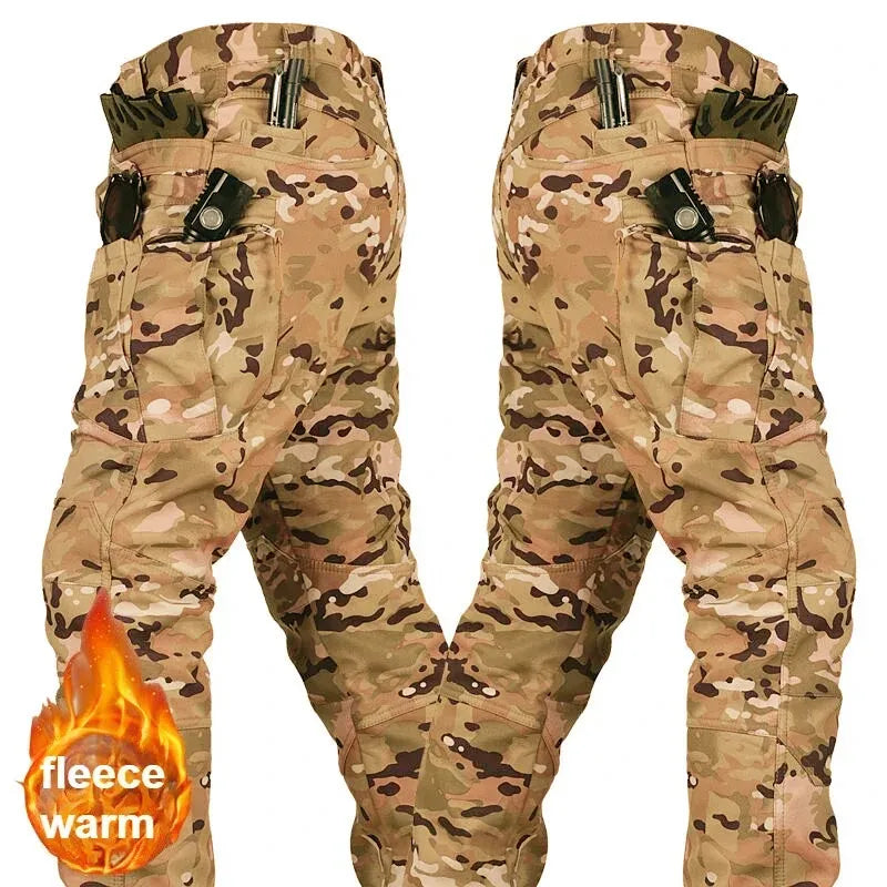 IX7 Tactical Cargo Pants - Winter Fleece Lined Multi-Pocket Waterproof Trousers