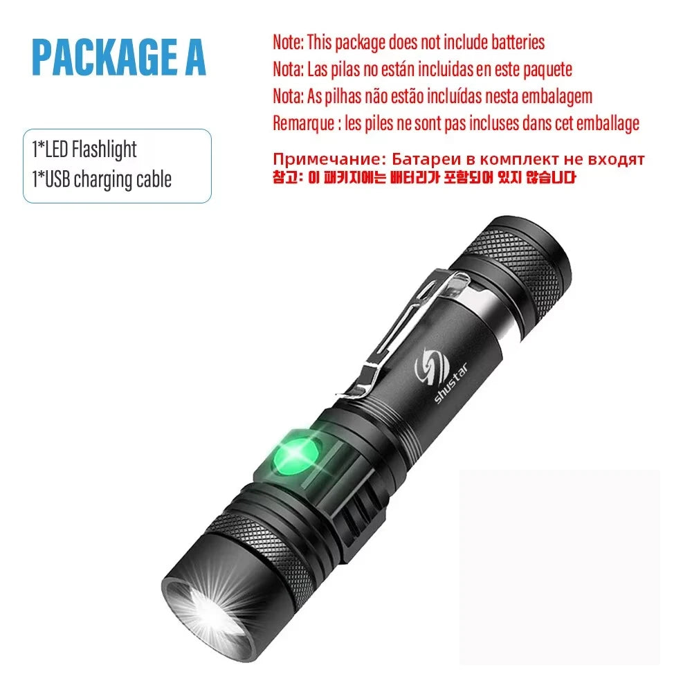Professional LED Flashlight - 1000 Lumen Rechargeable Tactical Torch