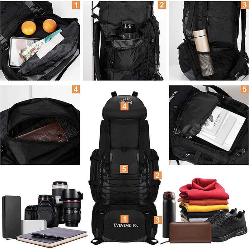 90L Military Tactical Backpack - Large Capacity Hiking & Camping Rucksack