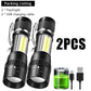 Rechargeable Mini LED Flashlight - COB+XPE Portable Torch with Zoom
