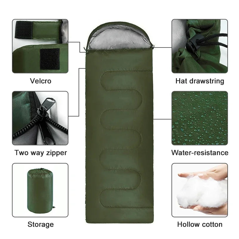 PACOONE 4-Season Camping Sleeping Bag - Lightweight Winter Envelope Design