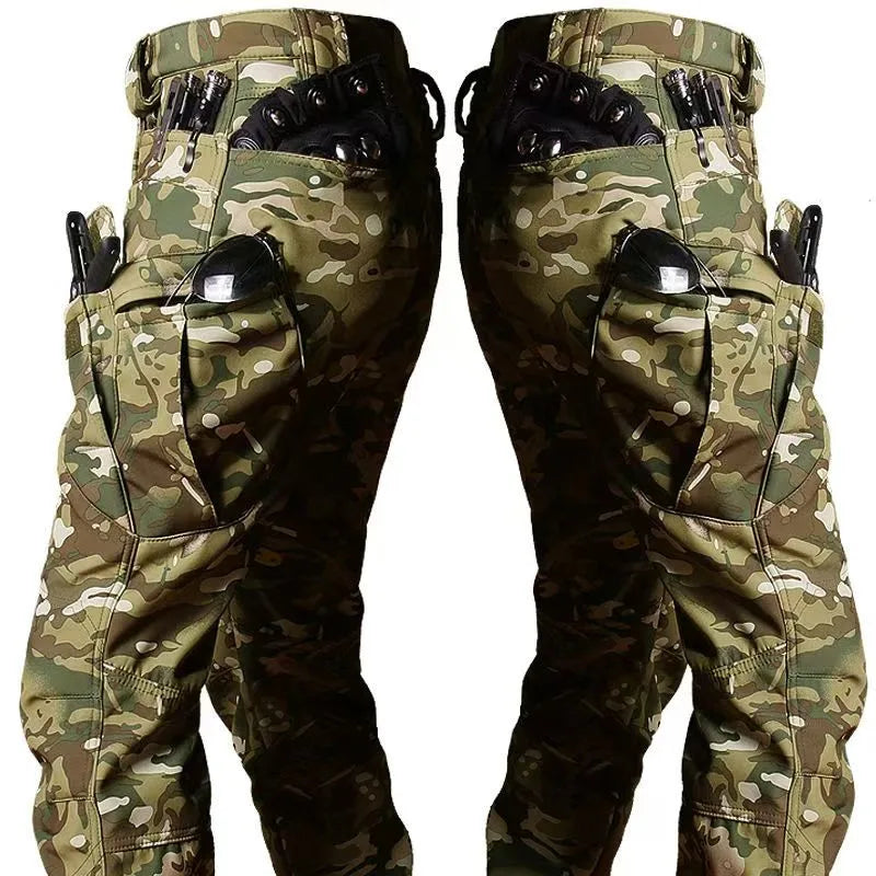 IX7 Tactical Cargo Pants - Winter Fleece Lined Multi-Pocket Waterproof Trousers