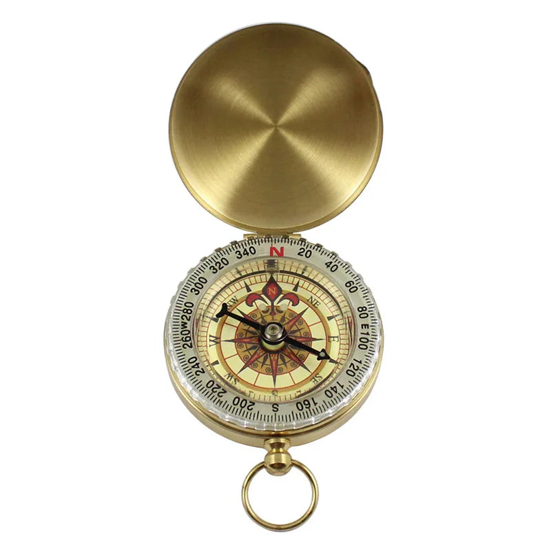 Premium Brass Pocket Compass - Professional Navigation Tool for Hiking & Camping