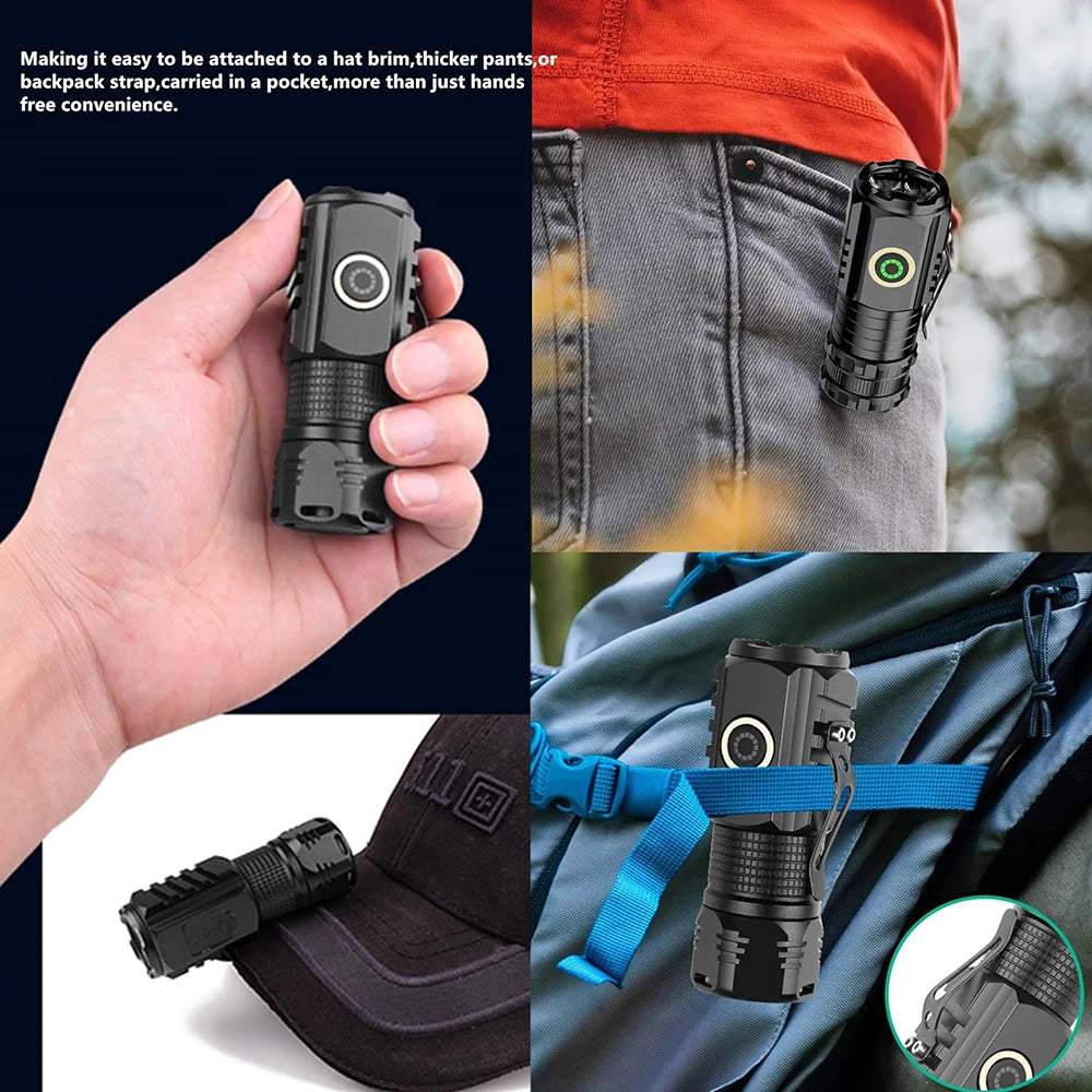 Rechargeable Mini LED Flashlight - 2000 Lumen Waterproof Tactical Torch