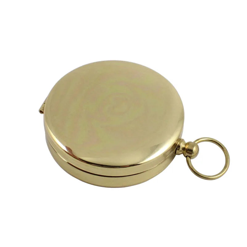 Premium Brass Pocket Compass - Professional Navigation Tool for Hiking & Camping