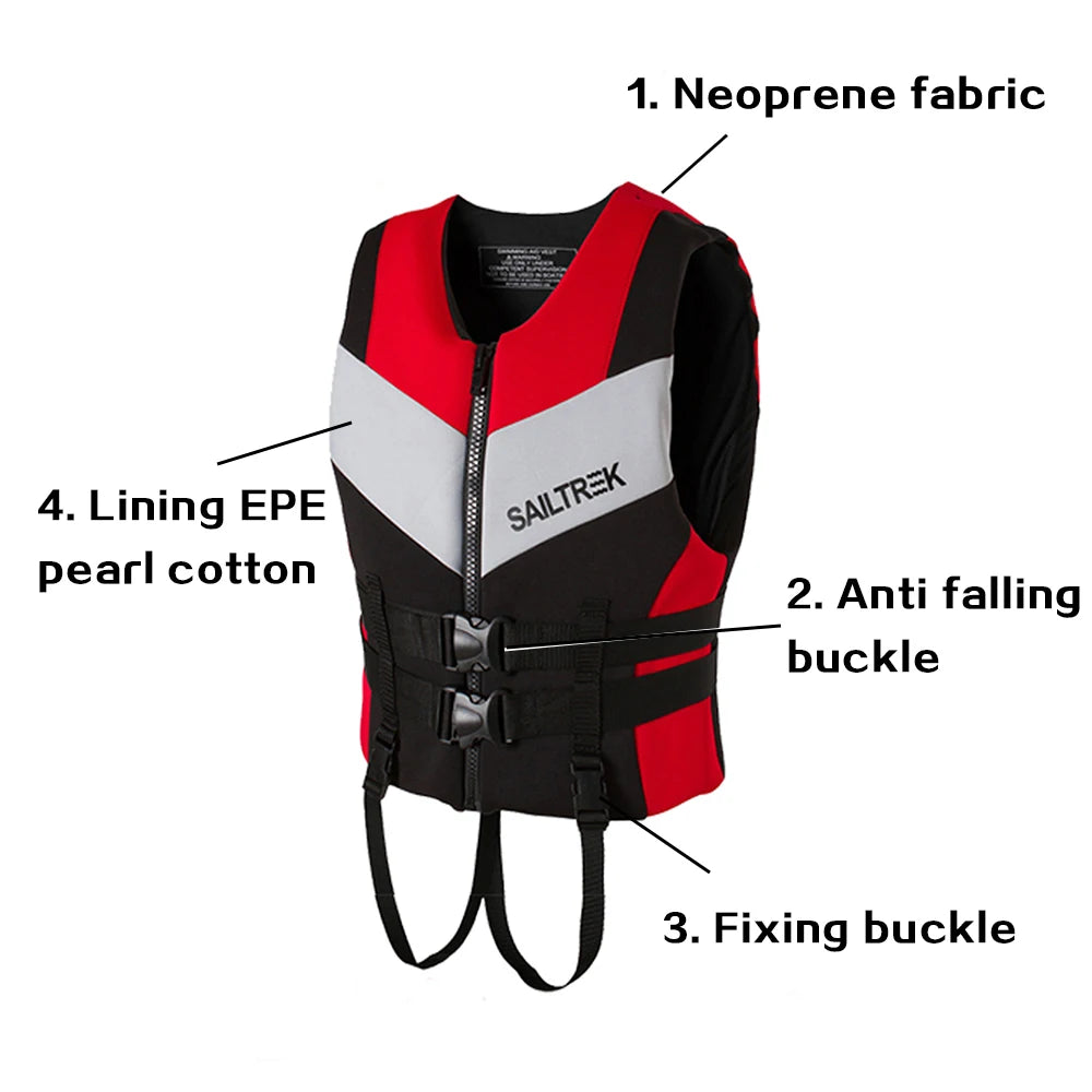 Adult Neoprene Life Jacket - Professional Water Sports Safety Vest