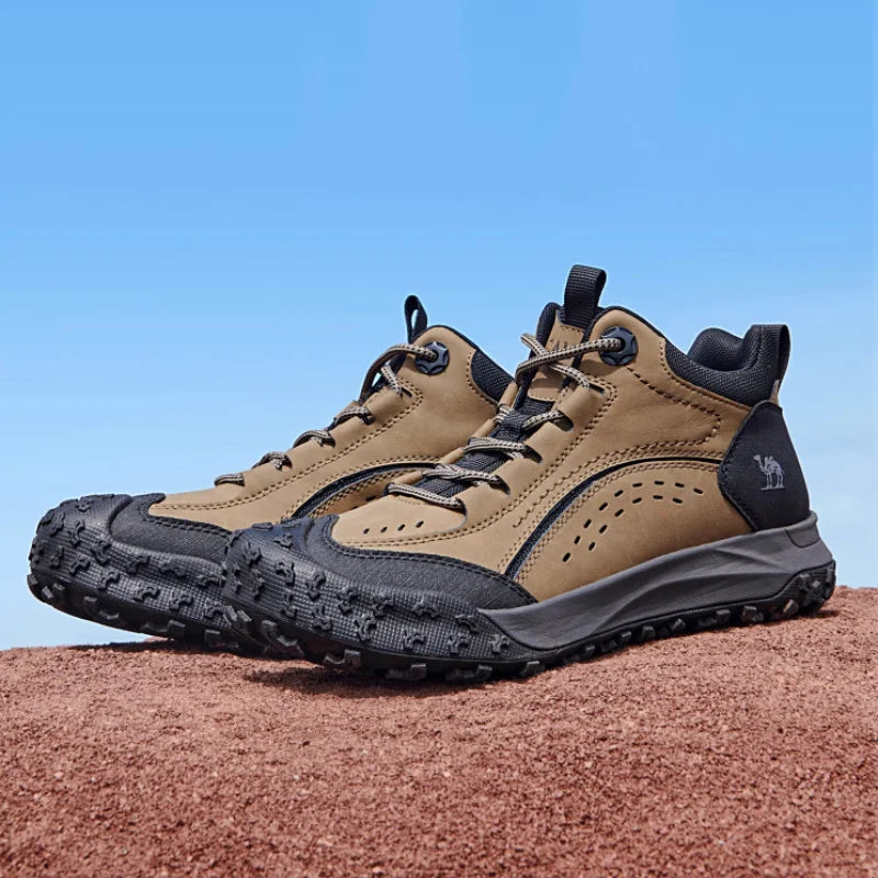 Camel Men's Waterproof Hiking Boots - Genuine Leather Tactical Outdoor Shoes