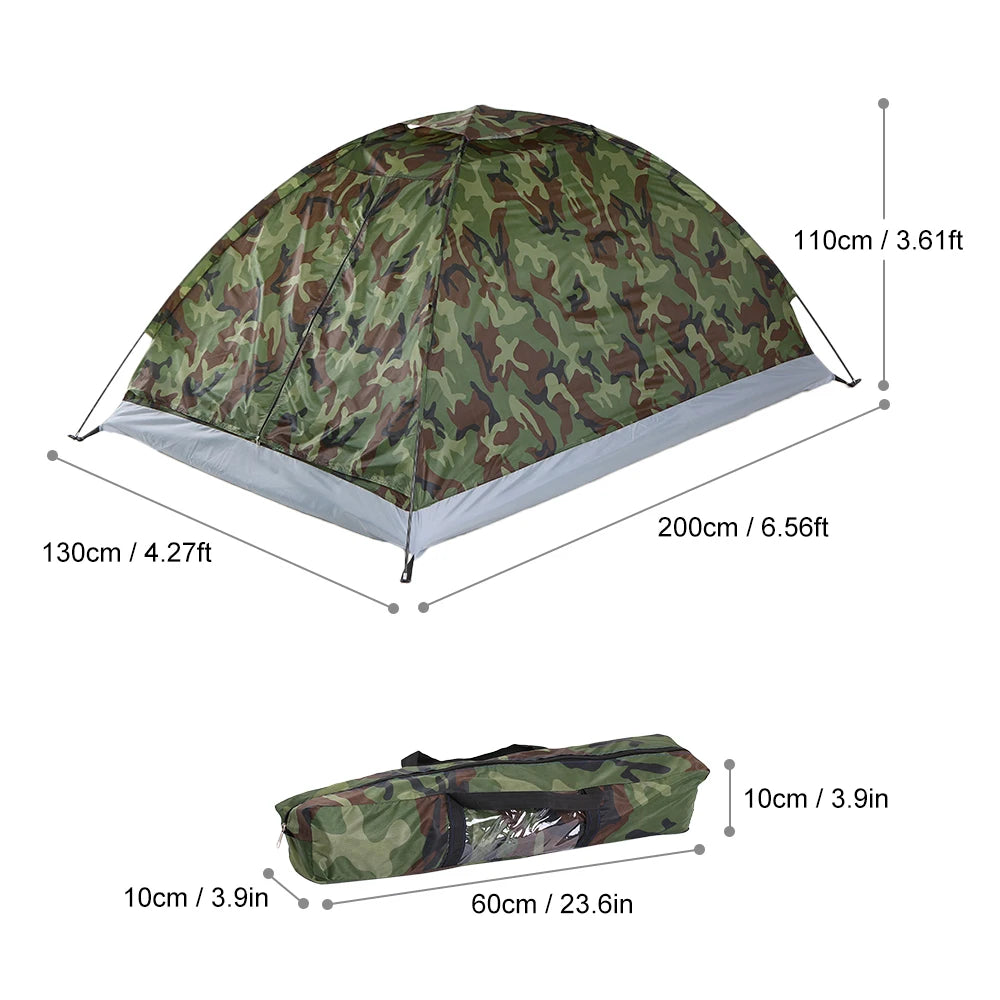 Waterproof Camouflage Camping Tent - 1-2 Person Portable Outdoor Shelter