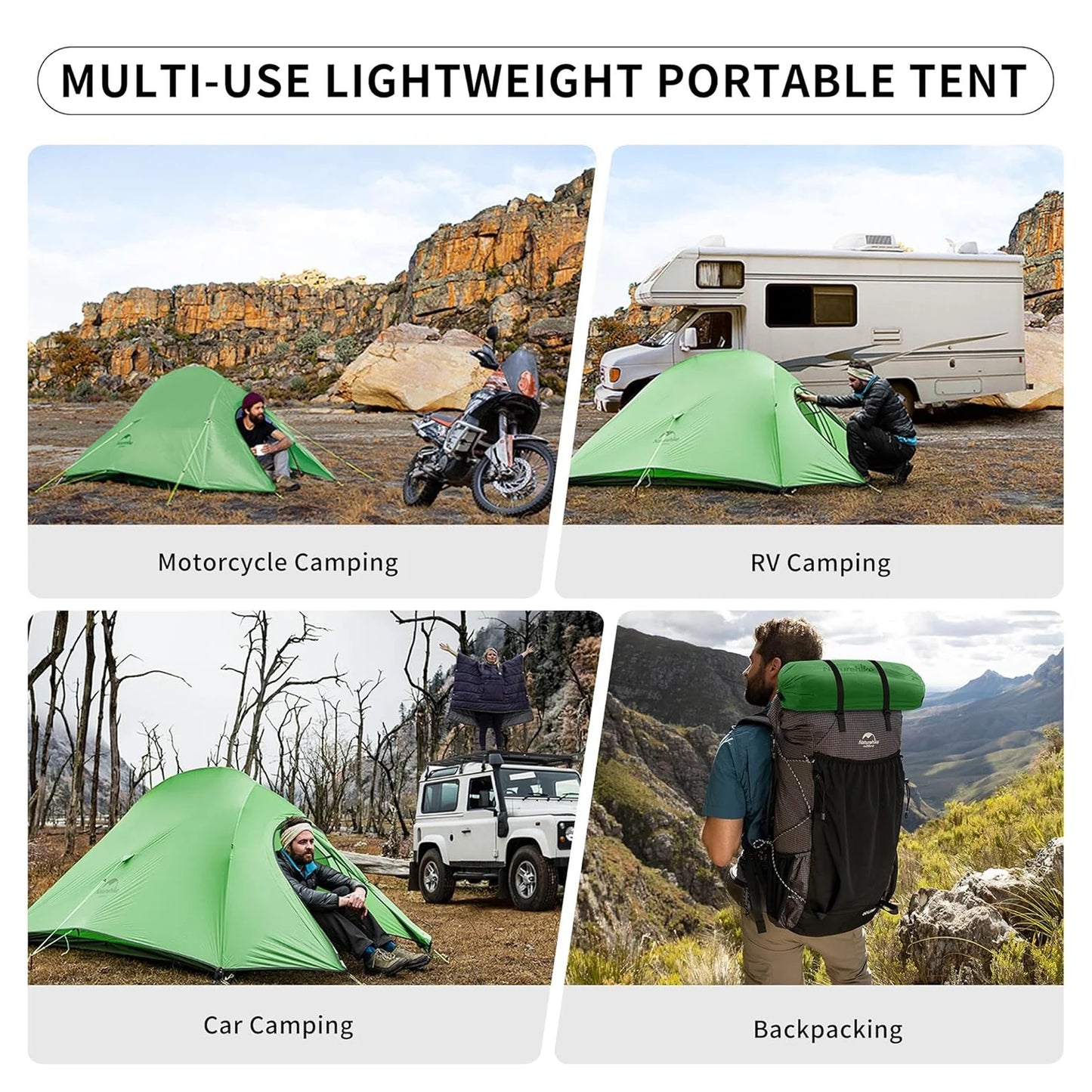Naturehike Cloud Up 2-Person Ultralight Camping Tent - 3-4 Season Waterproof Backpacking Shelter