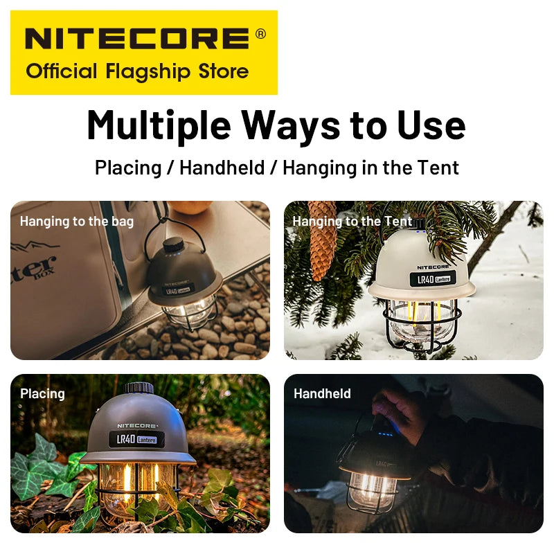 NITECORE LR40 Rechargeable Camping Lantern - 100 Lumens LED Light with Power Bank