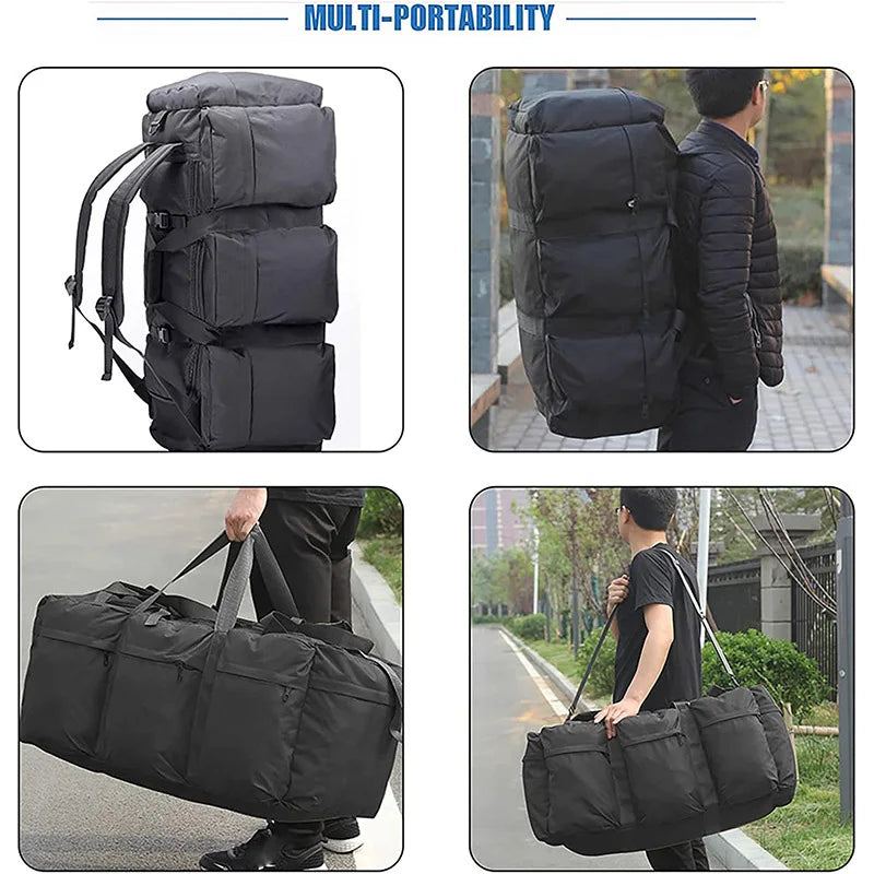 100L Large Capacity Travel Duffel Backpack - Tactical Outdoor Luggage Bag