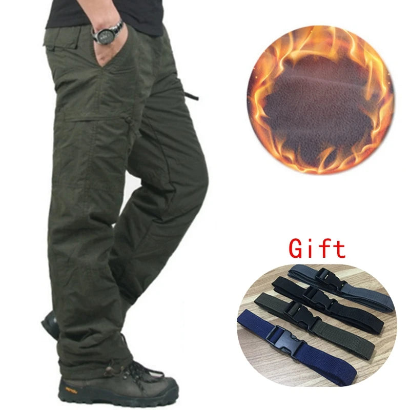 Men's Double-Layer Thermal Cargo Pants - Winter Tactical Trousers