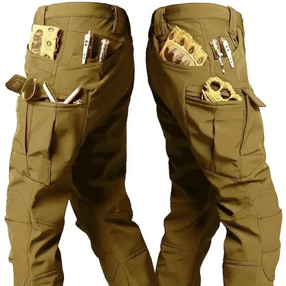 IX7 Tactical Cargo Pants - Winter Fleece Lined Multi-Pocket Waterproof Trousers