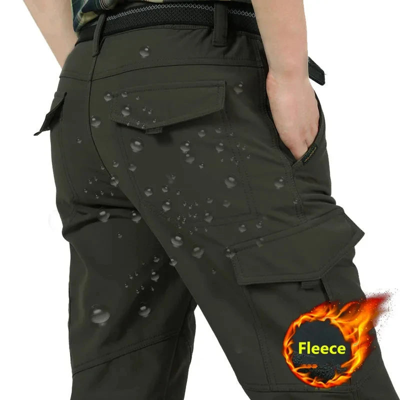 Men's Fleece-Lined Cargo Pants - Winter Thermal Tactical Trousers