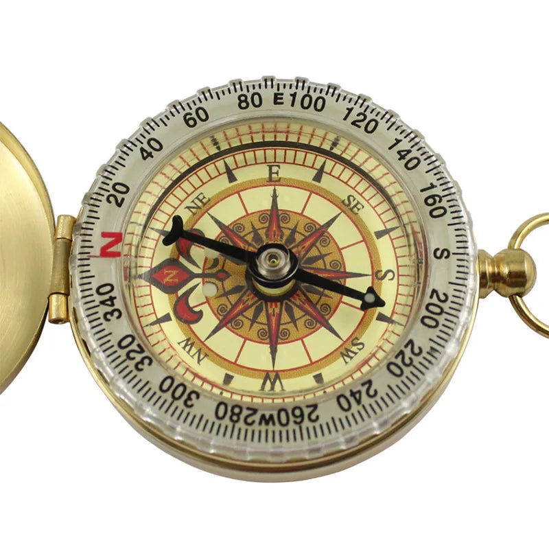 Premium Brass Pocket Compass - Professional Navigation Tool for Hiking & Camping