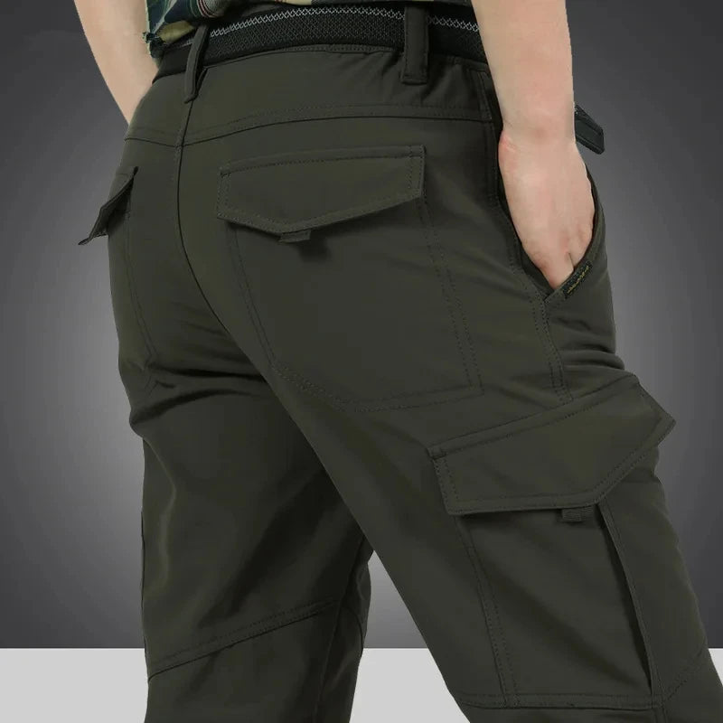 Men's Fleece-Lined Cargo Pants - Winter Thermal Tactical Trousers