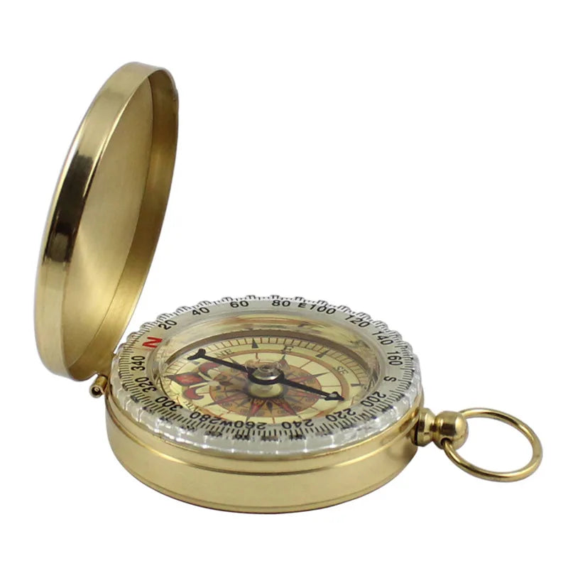 Premium Brass Pocket Compass - Professional Navigation Tool for Hiking & Camping