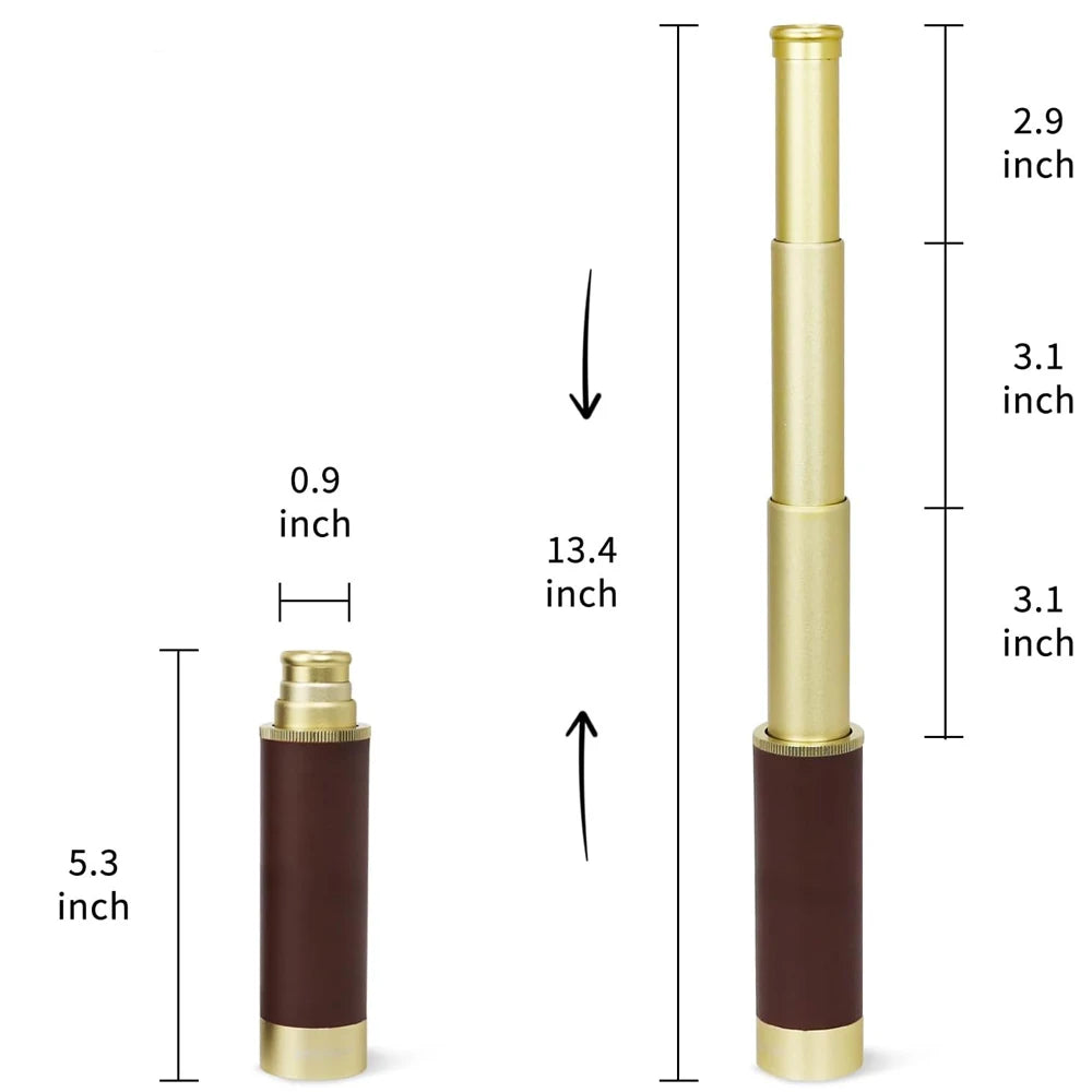 25x30 Brass Monocular Telescope - Portable Handheld Binoculars