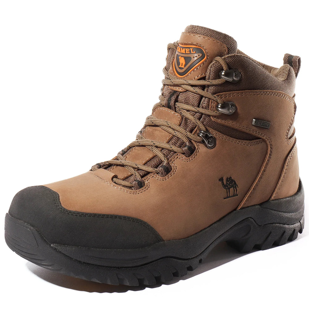 Camel Waterproof Hiking Boots - High-Top Tactical Outdoor Shoes
