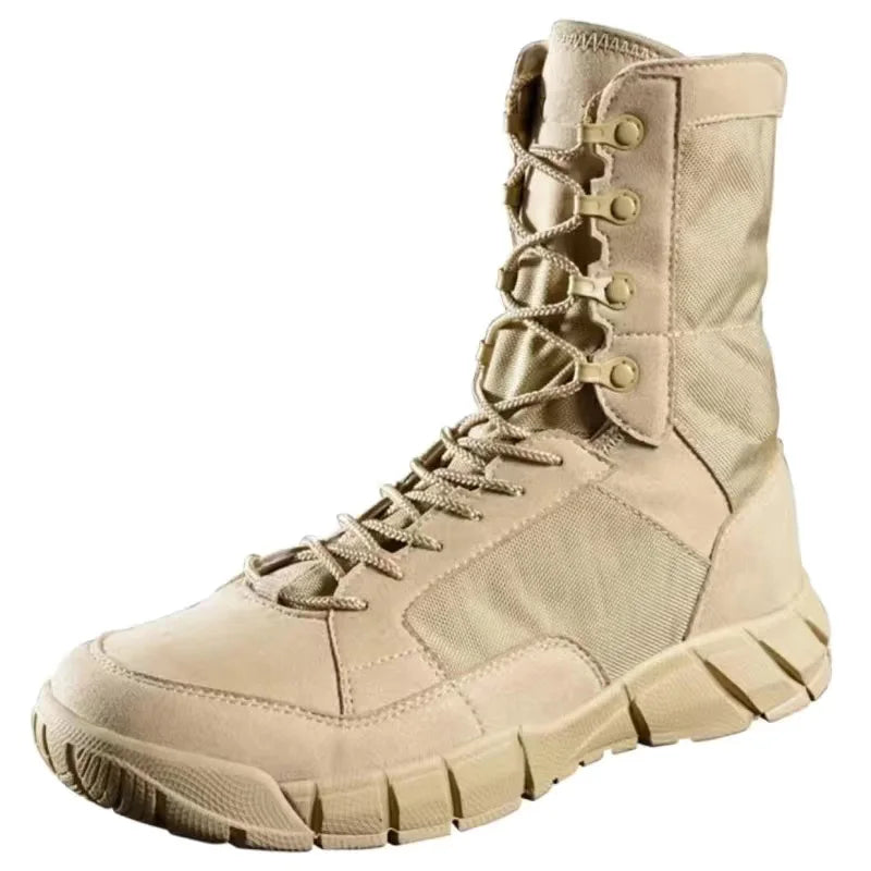 LOUIHAWK Men's Tactical Desert Boots - Mid-Calf Outdoor Combat Hiking Boots