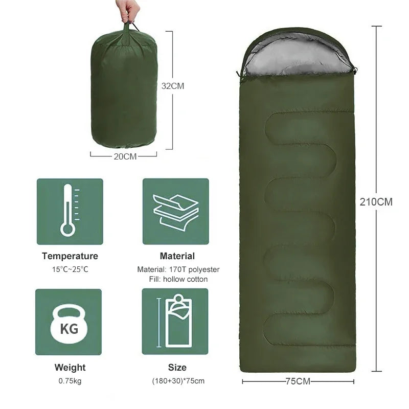PACOONE 4-Season Camping Sleeping Bag - Lightweight Winter Envelope Design