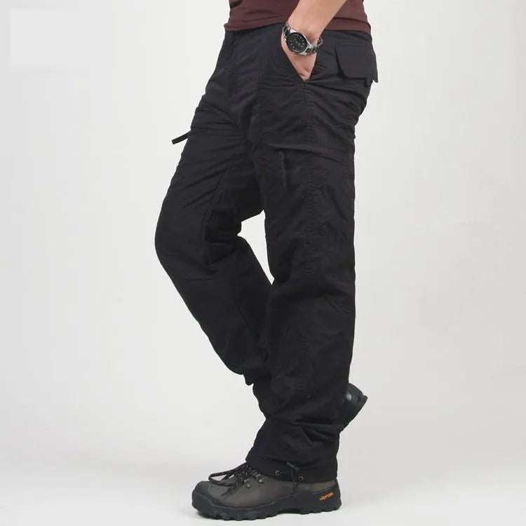 Men's Double-Layer Thermal Cargo Pants - Winter Tactical Trousers
