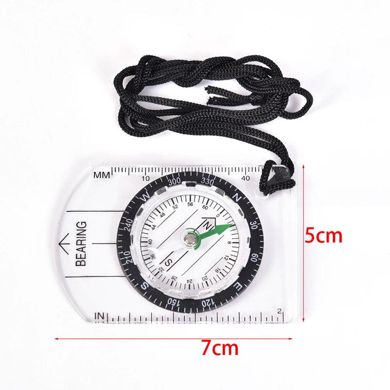 Professional Mini Compass with Map Scale Ruler - Outdoor Navigation Tool