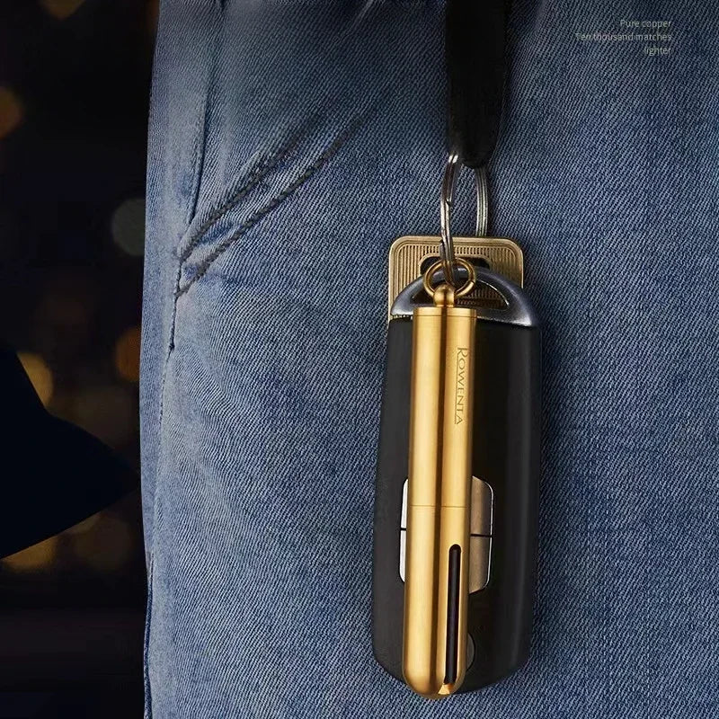 Premium Copper Keychain Lighter with Tobacco Press