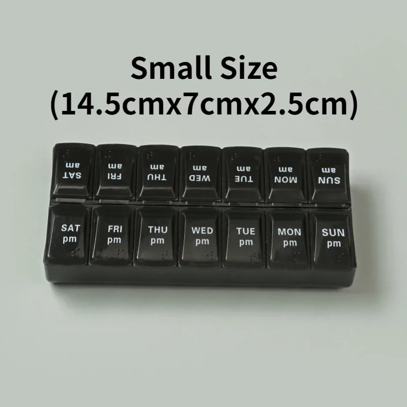 Weekly Pill Organizer - 7 Day Medication Storage Box with 14 Compartments