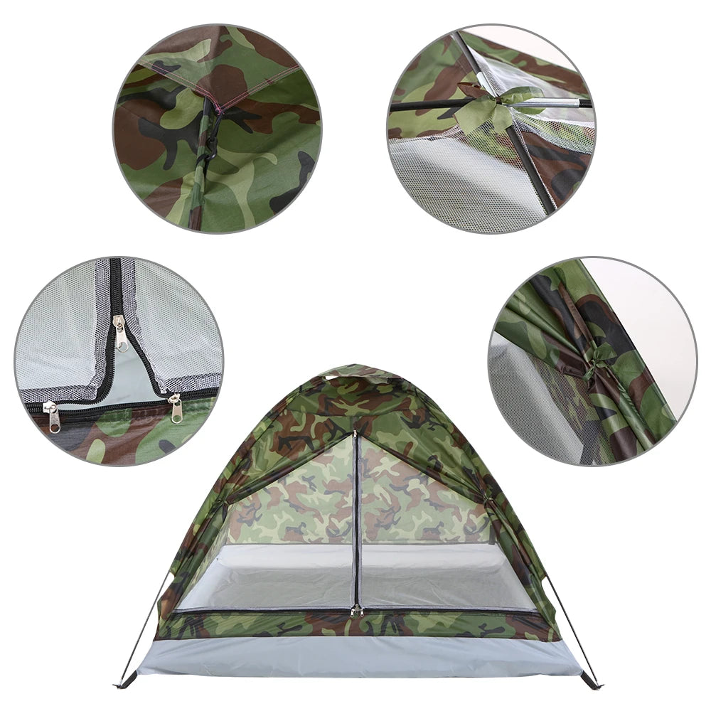 Waterproof Camouflage Camping Tent - 1-2 Person Portable Outdoor Shelter