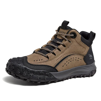 Camel Men's Waterproof Hiking Boots - Genuine Leather Tactical Outdoor Shoes