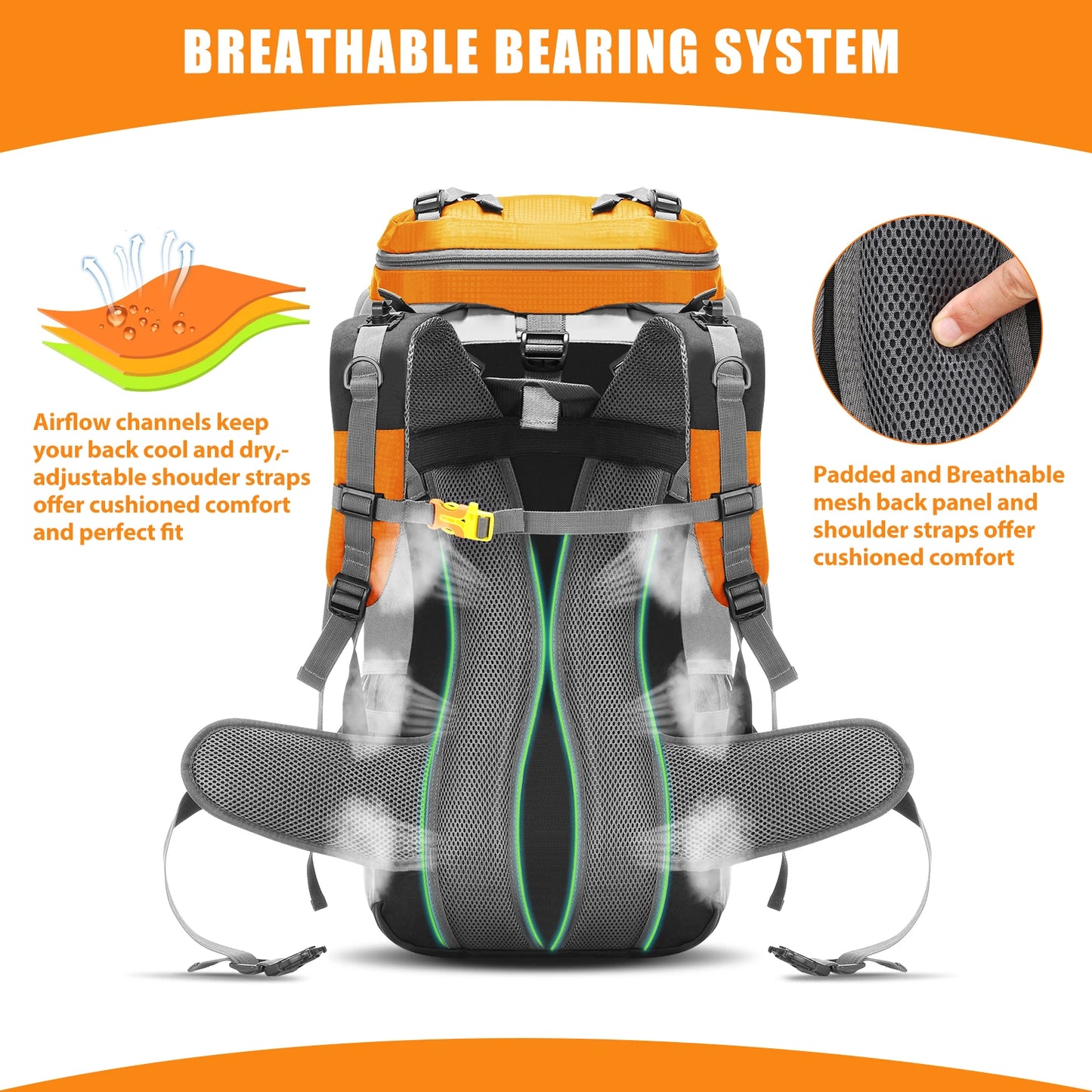 LIXADA 60L Waterproof Hiking Backpack with Rain Cover