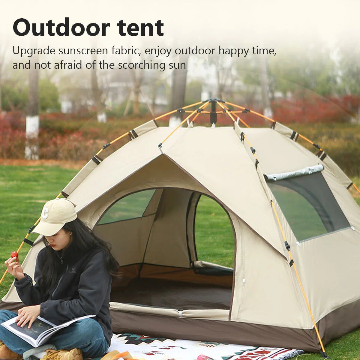 Premium 4-Season Automatic Camping Tent - Waterproof & UV-Resistant for 3-4 People