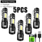 Rechargeable Mini LED Flashlight - COB+XPE Portable Torch with Zoom