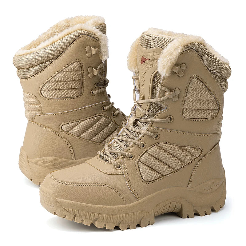 Men's Waterproof Winter Snow Boots - Fleece-Lined Hiking Footwear