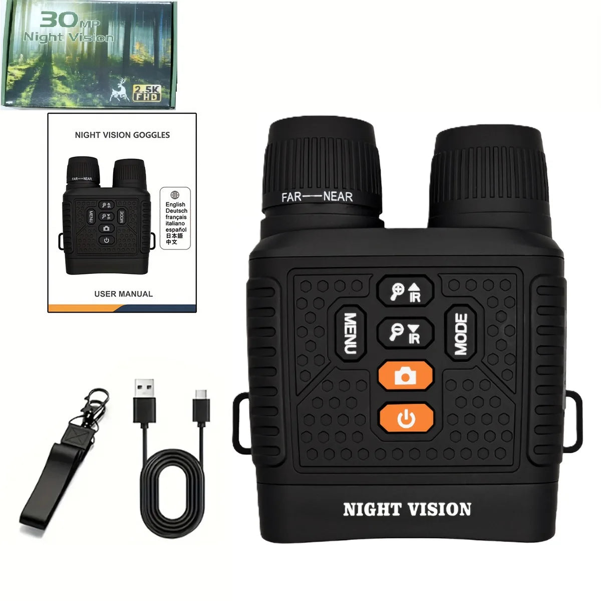 Professional Night Vision Binoculars with 2.5K Resolution and 6X Digital Zoom
