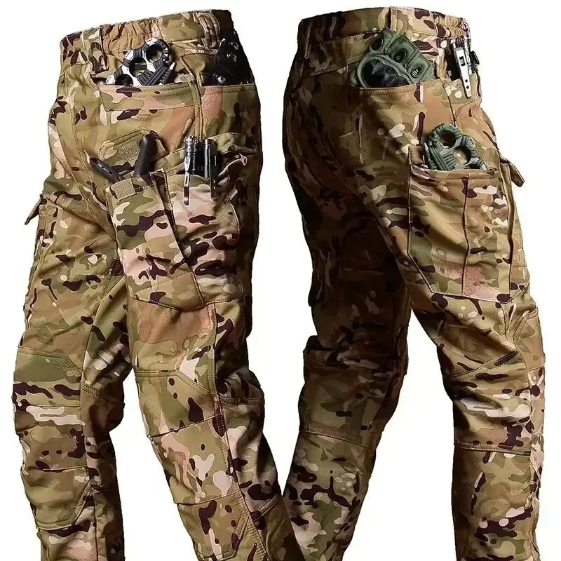 IX7 Tactical Cargo Pants - Winter Fleece Lined Multi-Pocket Waterproof Trousers