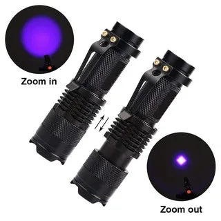 MJJC 395nm UV LED Flashlight - Portable Ultraviolet Torch with Zoom Function