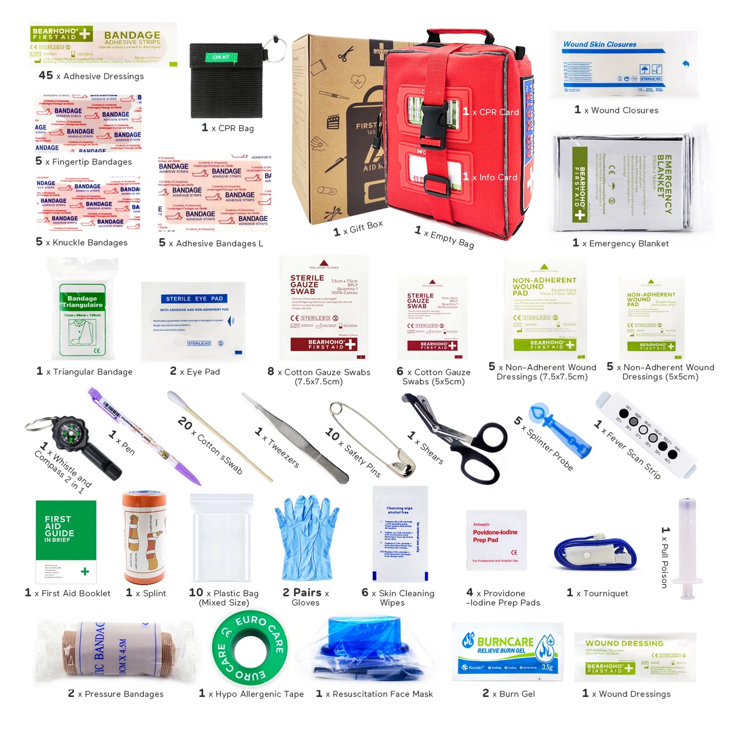165-Piece Professional First Aid Kit with Emergency Medical Supplies