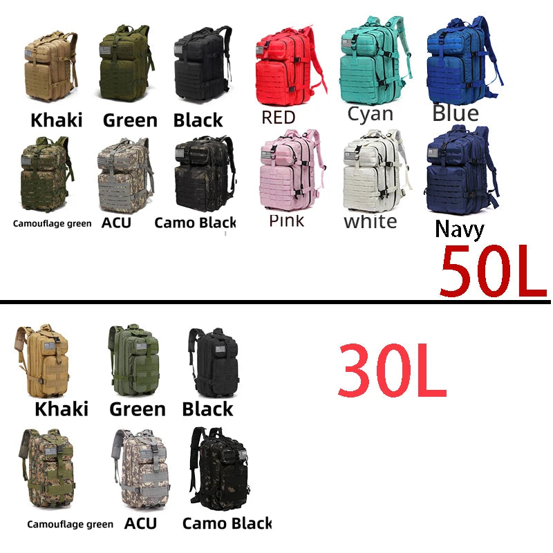 Thuram Tactical Waterproof Backpack - 30L/50L Outdoor Hiking Rucksack
