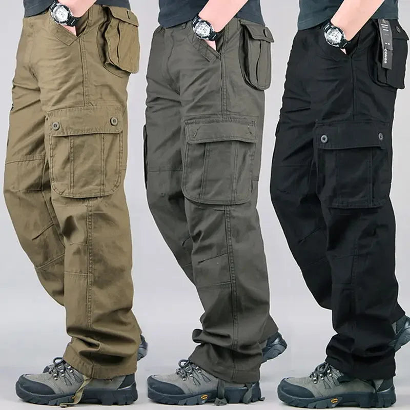 Men's Tactical Cargo Pants - Cotton Outdoor Work Trousers